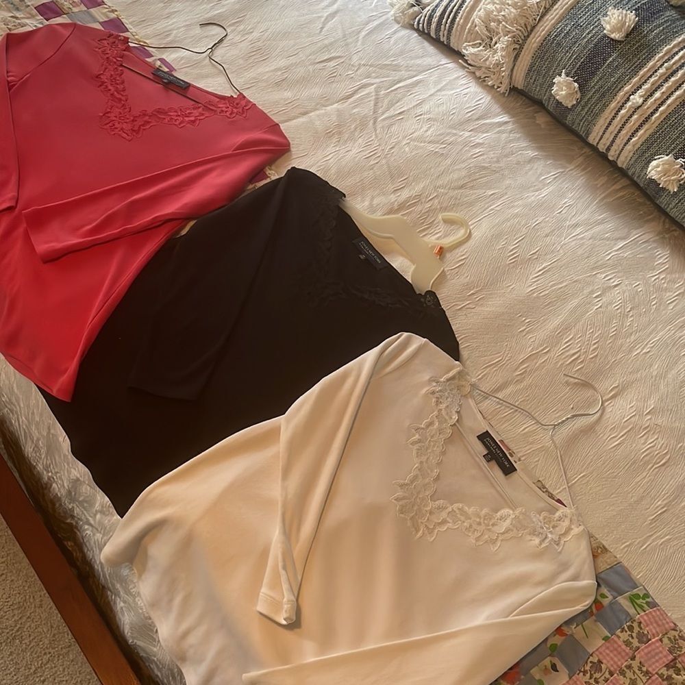 Bundle (3) New York Signature Petite Lace V-Neck Tops - PP-Good Condition - Picture 11 of 11